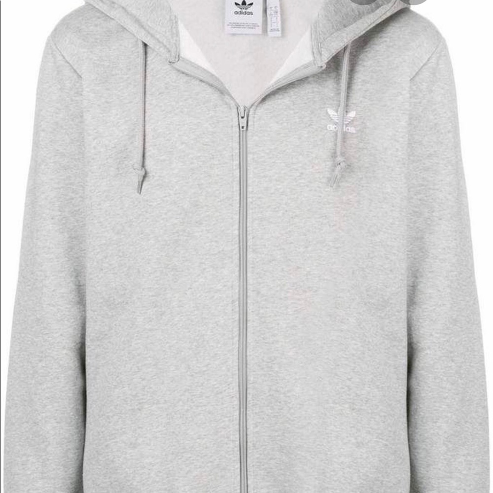 GRAY ADIDAS FULL ZIP HOODIE